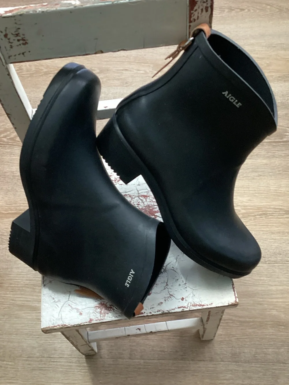 Aigle Myrica Bottil Women’s Ankel Rain Boots Sz 39/US 8 Heels 1.5 Inches